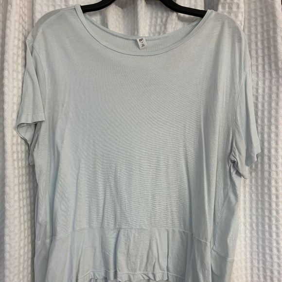 BP Light Blue Peplum Short Sleeve Top Size Medium - Picture 1 of 6